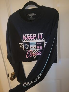Nintendo Keep It Classic Black Crop Long-Sleeve Top